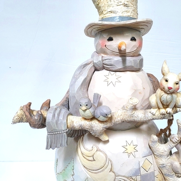 Jim Shore Rare White Woodland Snowman Large 19” Statue 4058733 Indoor Outdoor - Picture 16 of 16